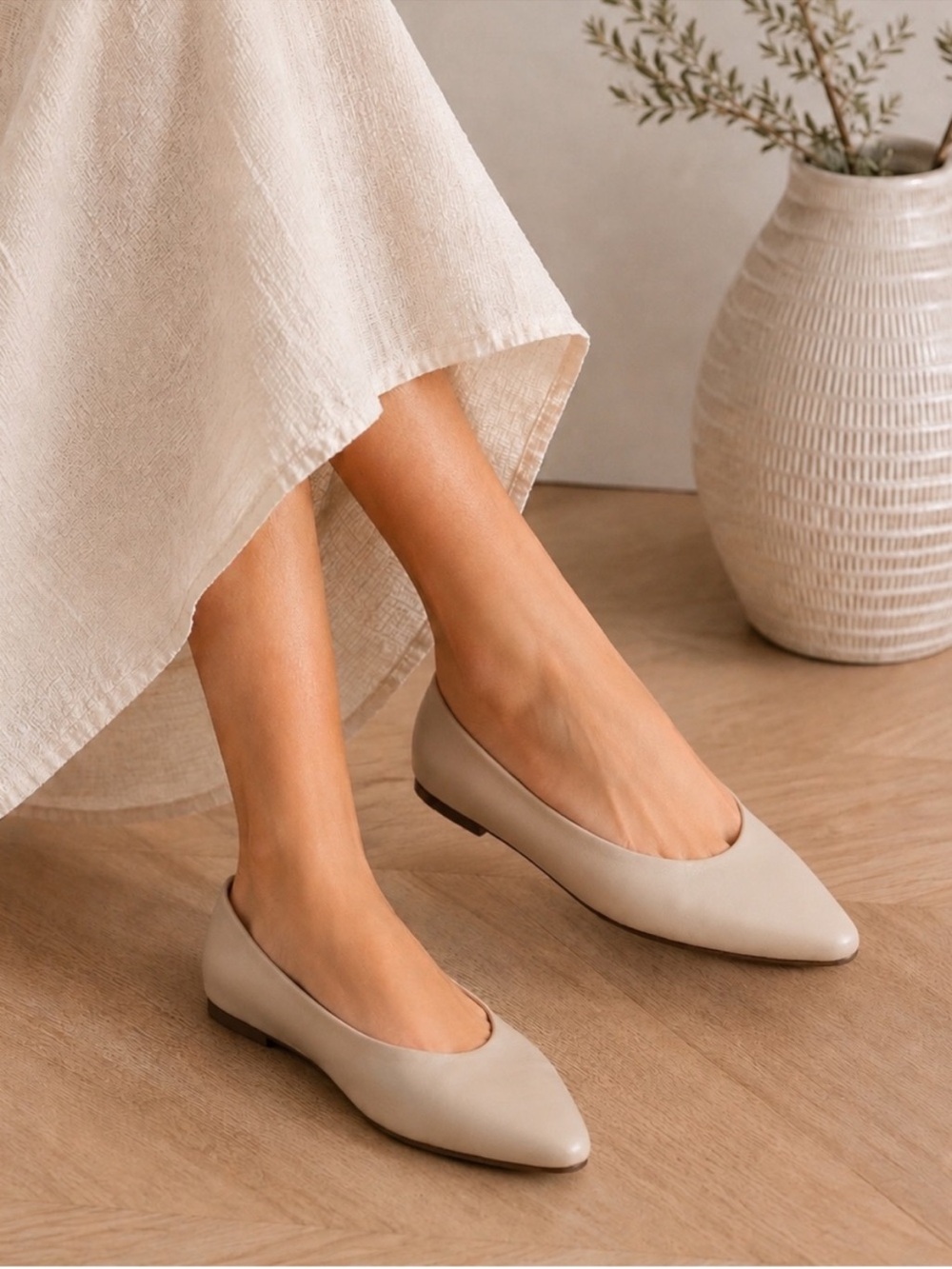Prota Fiori Camelia  Classic Pointed-Toe Ballet Flats - Blush Size 8.5
